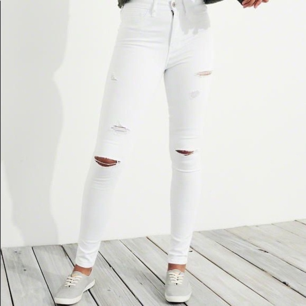 Hollister high rise super skinny white jeans